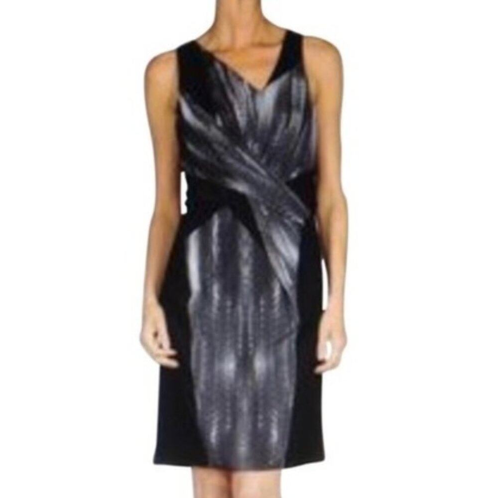 Helmut Lang Vertebrae Print Dress Sleeveless Silk Blend Black/Grey Size 6
